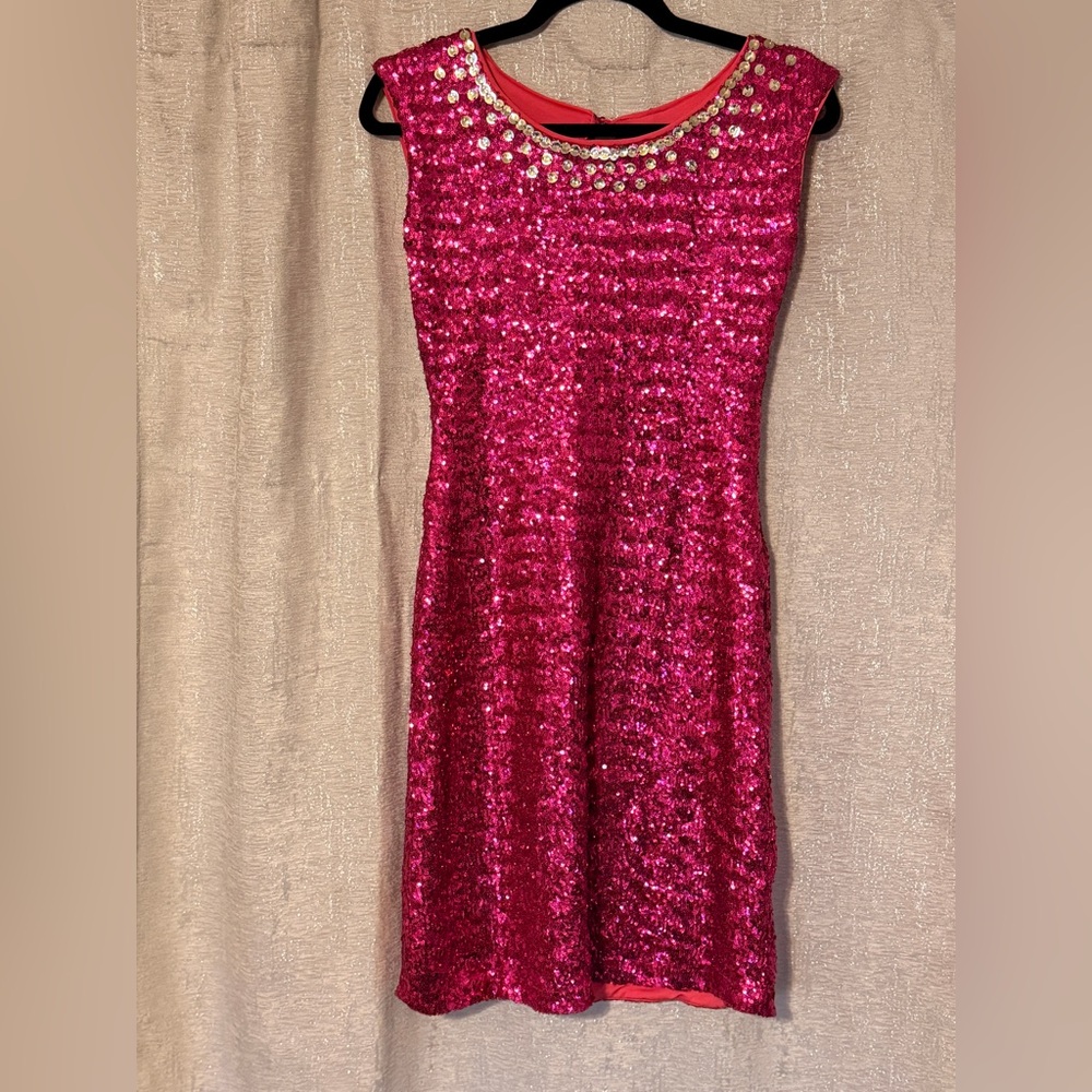 SPY ZONE EXCHANGE Vibrant Pink Sequin Dress
